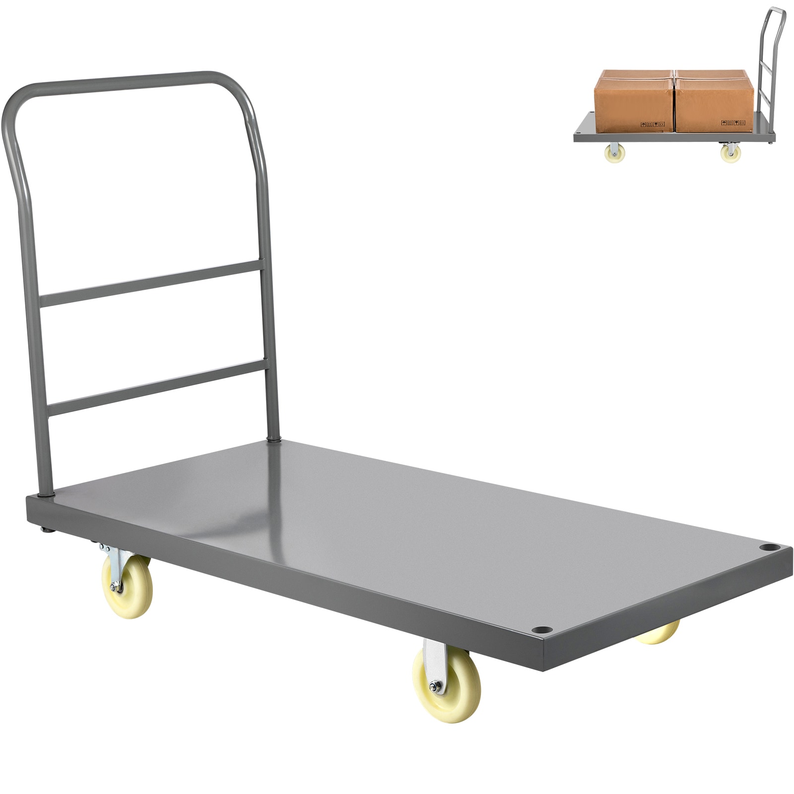 Heavy Duty Platform Truck Flatbed Cart With Handle For Warehouse_voghion.com